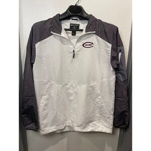 Holloway Pullover Windbreaker Mens XL White Gray 1/4 Zip Lightweight Sweat Shirt